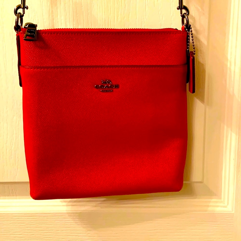Coach Red Crossbody Bag with Gunmetal Hardware - Gently Used